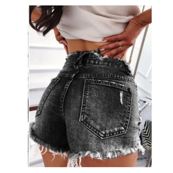 Blue Jean Cut Offs Faded Denim Dark Denim Or Gray Womens Daisy Dukes Jeans Shorts Back Pockets Frayed Hem Ripped Belt Loops Available In Sizes Small Medium Large XL And Plus Size XXL And XXXL