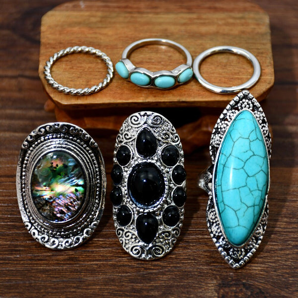 Long Boho Rings Set