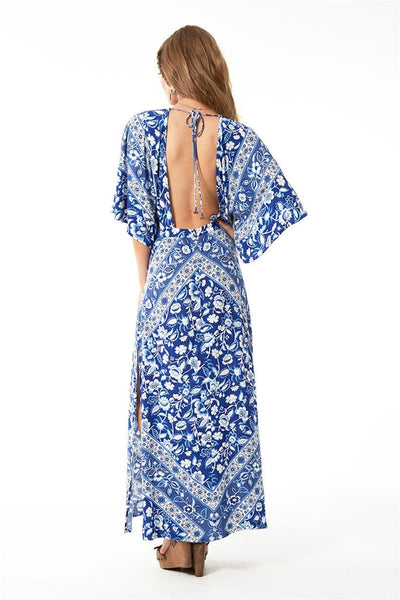 Backless Bohemian Maxi Dress