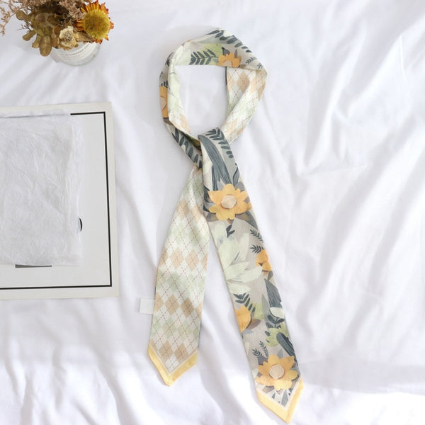 Yellow Flowers Skinny Scarf