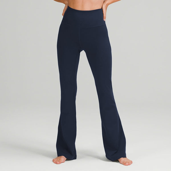 Yoga Pants High Waist Flare 6 Different Colors You Choose Black Brown Navy Blue Gray Yellow Flat Tummy Front Available In Sizes Small Medium Large XL And Plus Size XXL 2X And XXXL 3X