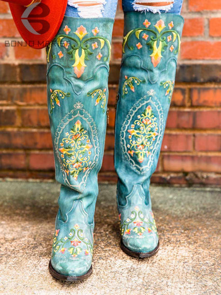 Floral Embroidery Cowboy Boots