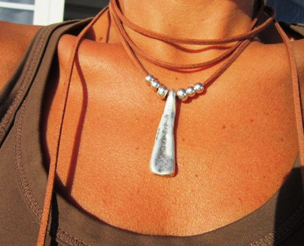Lariat Neklace Silver Beads