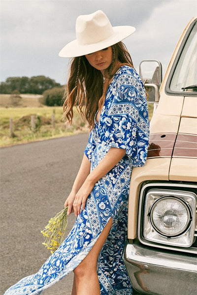 Blue Floral Maxi Dress