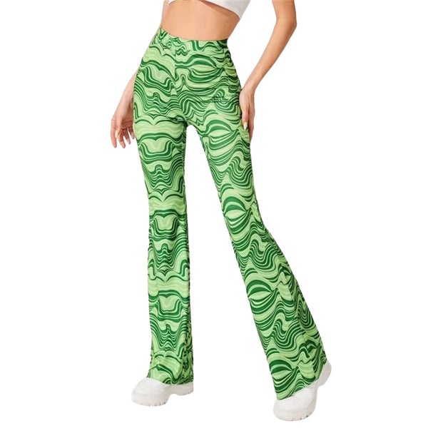 Green Print Flare Pants