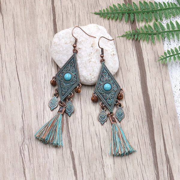 Boho Dangle Earrings 10 Different Styles You Choose Leather Fringe Turquoise Charms Cowrie Shells Beads Tassels Feathers Dream Catchers Patina Conchos