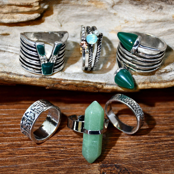 Green Stacking Ring Set