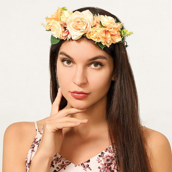 Peach Roses Flower Crown