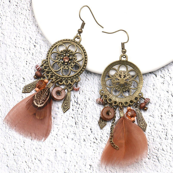 Boho Dangle Earrings 10 Different Styles You Choose Leather Fringe Turquoise Charms Cowrie Shells Beads Tassels Feathers Dream Catchers Patina Conchos