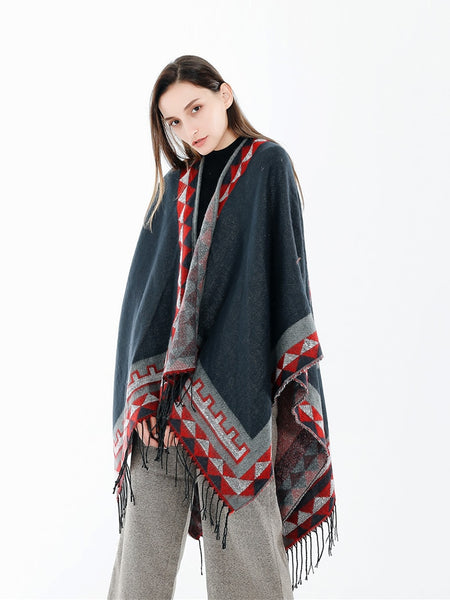 Gray Aztec Poncho