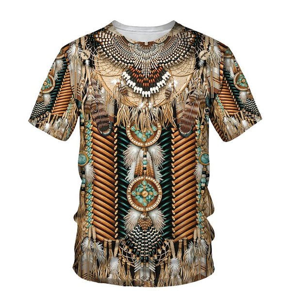 Men's Southwestern T Shirts 3D Print Illusion 9 Different Styles You Choose Feathers Fringe Hairpipe Beads Indian Chief Skull Owl Longhorn Buffalo Eagle Available In Sizes S M L XL 2X 3X 4X 5X 6X