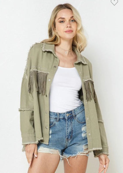 Army Green Studded Jacket
