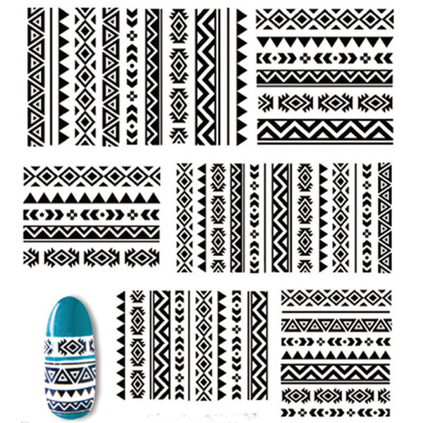 Aztec Nail Art Wraps Boho Water Decals Transfers Stickers Tribal Print Tattoos