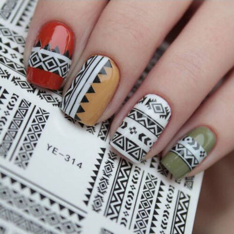 Aztec Nail Art Wraps Boho Water Decals Transfers Stickers Tribal Print Tattoos