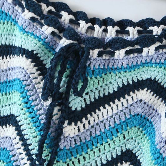 Blue Crochet Flare Skirt