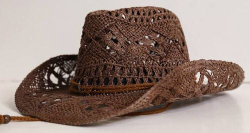 Straw Cowboy Hat Cowgirl Hat Boho Western Sun Hat Comes With Turquoise Hairpipe Hat Band Available In Snakeskin Print Or Dark Brown