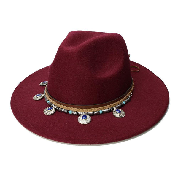 Wide Brim Fedora Gypsy Hat 21 Different Colors You Choose Festival Fashion Jeweled Braided Hatband Festival Fox Adjustable Size Available In Every Color!