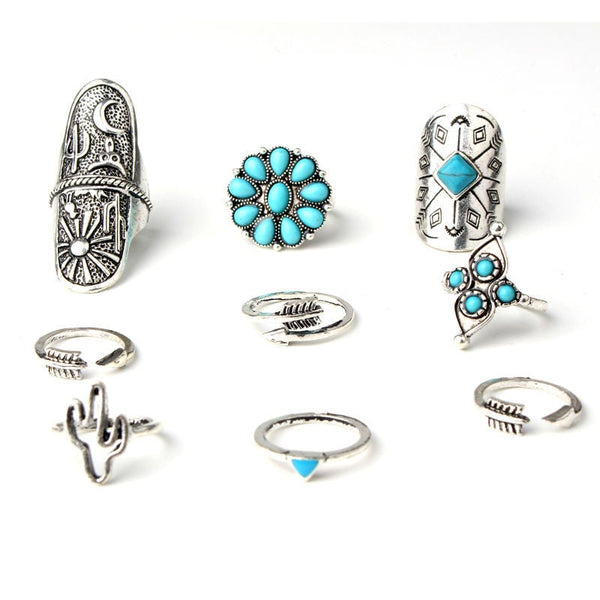 9 Piece Boho Ring Set