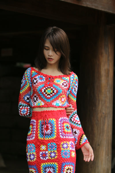 Crochet Top Maxi Skirt Set