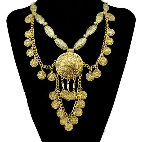 Gold Coins Bib Necklace
