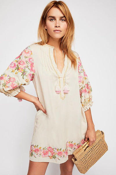 Pink Ivory Embroidered Dress
