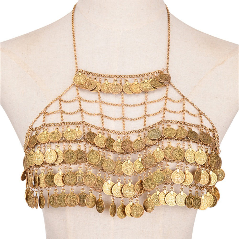 14k Gold Chain Bra Chain Bralette Chain Halter Top Gypsy Bikini