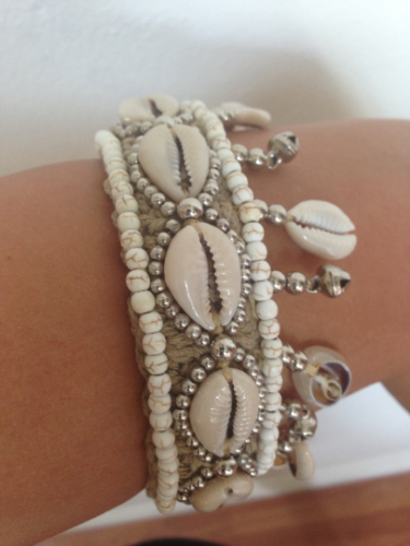 Cowrie Shell Choker Crochet Natural Beige With Beads Sea Shells Wear As Ankle Cuff Statement Piece Great With Bikinis!