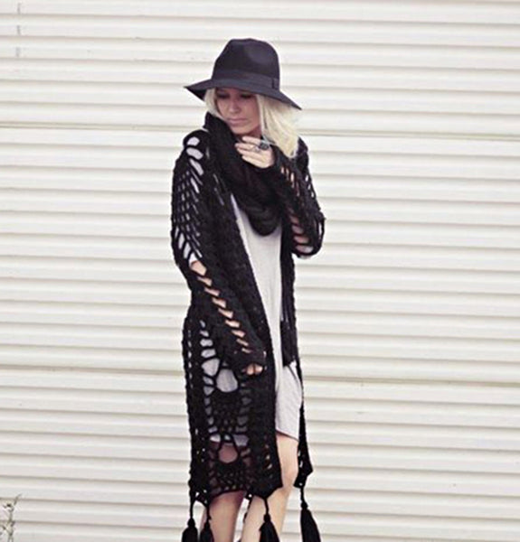 Black Crochet Cardigan