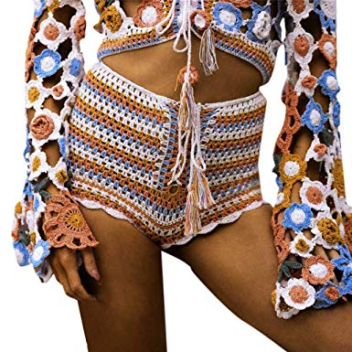 Lace Up Crochet Shorts