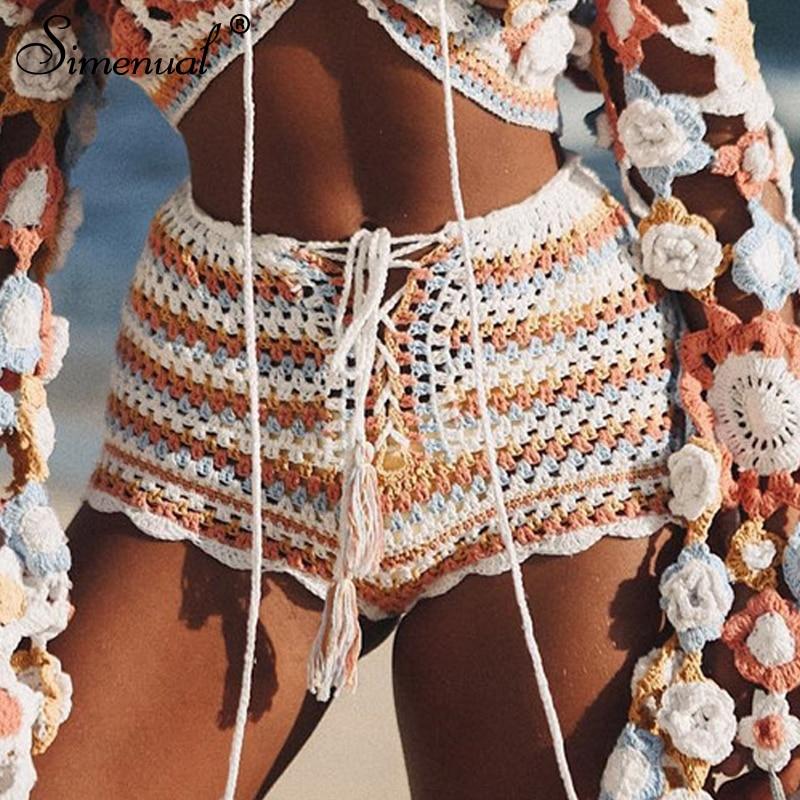 Multi Colored Crochet Shorts