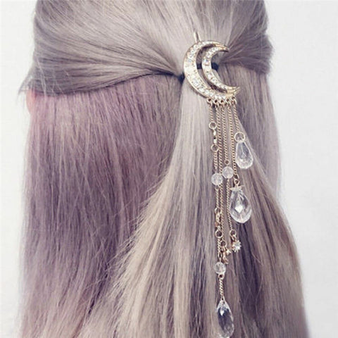 Crystal Crescent Barrette