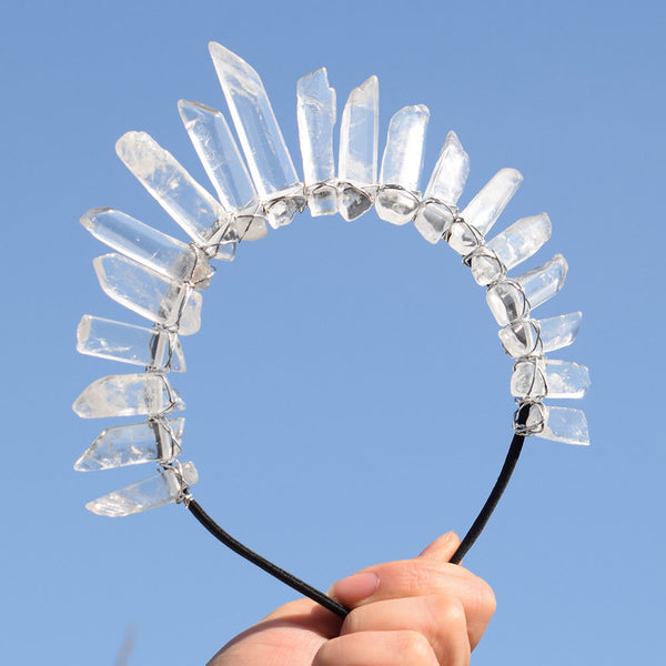 Crystal Crown Festival Goddess Hair Band Mermaid Wedding Bride Headpiece Clear Quartz For Free Spirited People