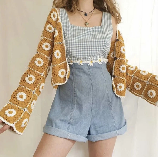 Crochet Daisies Sweater