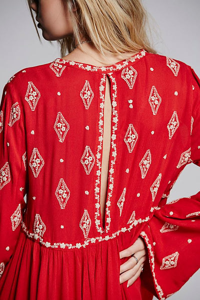 Red Embroidery Tunic