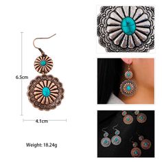 Turquoise Concho Earrings