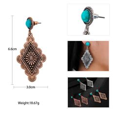 Diamond Shape Concho Earrings