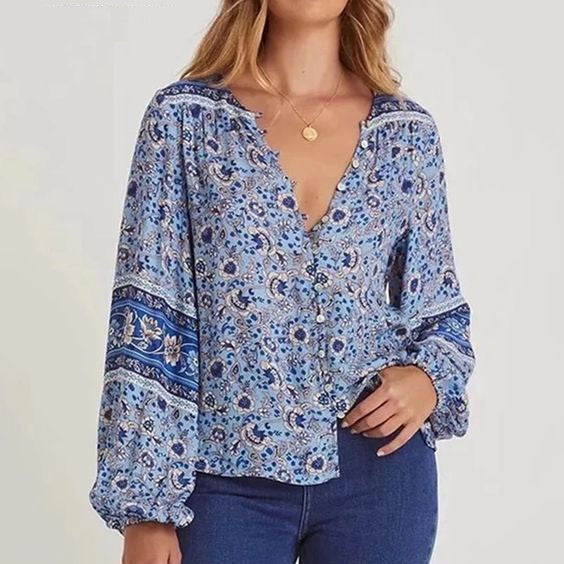 Blue Peasant Top