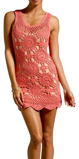 Eternal Sunshine Creations Coral Crochet Dress Size Small Crocheted Mandalas Peach Pink Tank Top Mini Dress With Scalloped Hem MSRP $242 Eternal Sunshine Creations Coral Crochet Dress Size Small Crocheted Mandalas Peach Pink Tank Top Mini Dress With Scalloped Hem MSRP $242