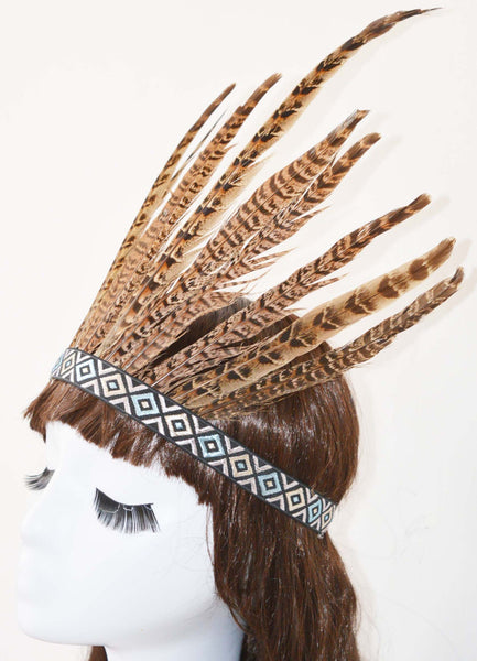 Aztec Headband With Feathers