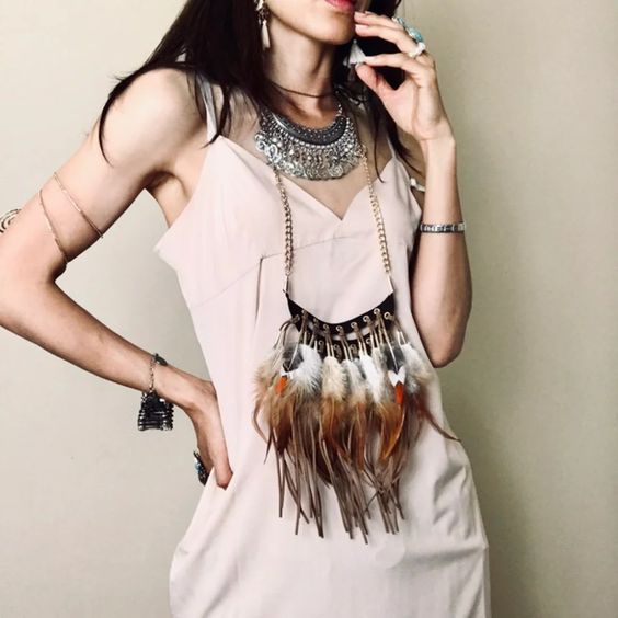 Leather Feather Necklace