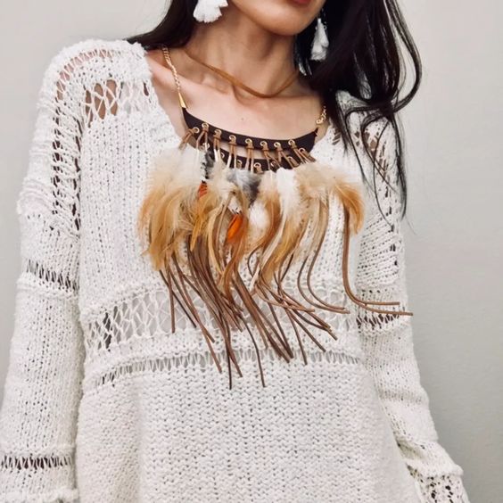 Feathers & Fringe Necklace