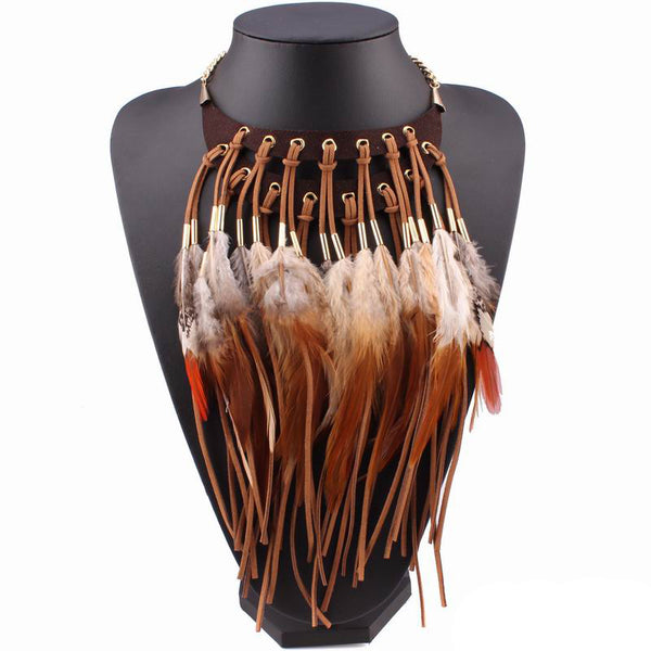 Brown Feathers Necklace