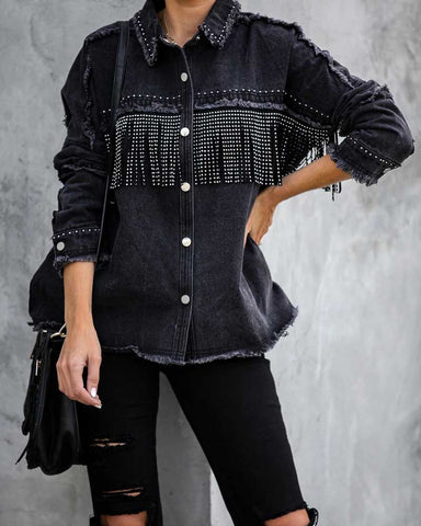 Black Studded Denim Jacket