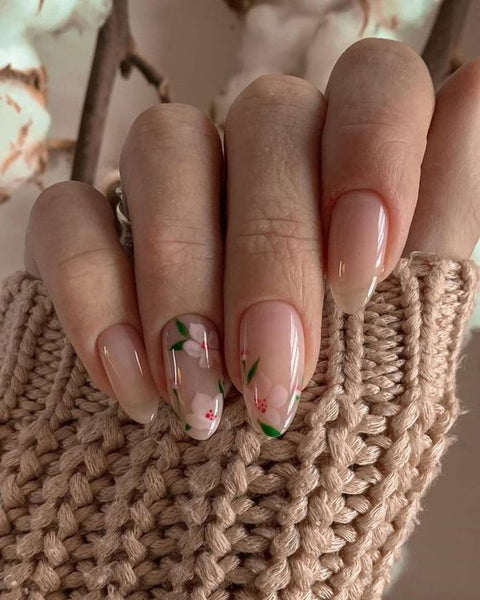 Pale Pink Floral Nail Art