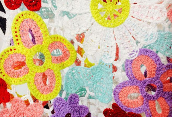 Hand Crochet Flowers Cami Top Crocheted Yarn Flower Tank Top Bohemian Festival Favorite Colorful Bouquet One Size