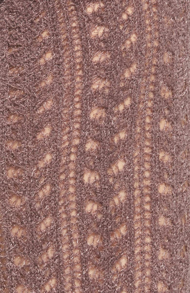 Over The Knee Boot Socks "Bowery" Mink Light Brown Bohemian Weave Scrunch Top