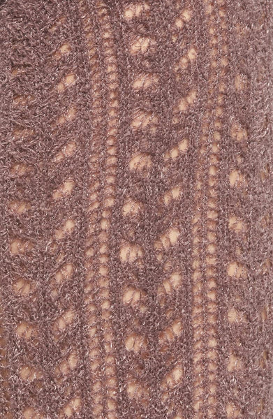 Over The Knee Boot Socks "Bowery" Mink Light Brown Bohemian Weave Scrunch Top
