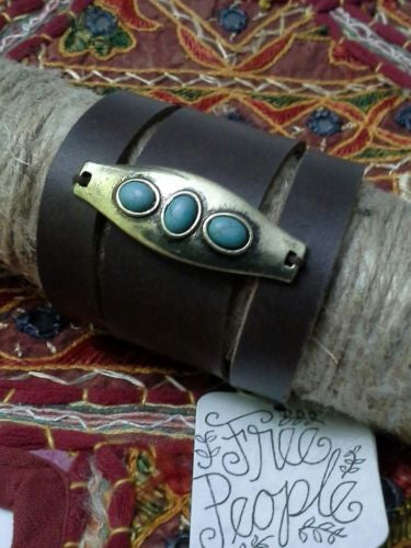 Leather Turquoise Cuff