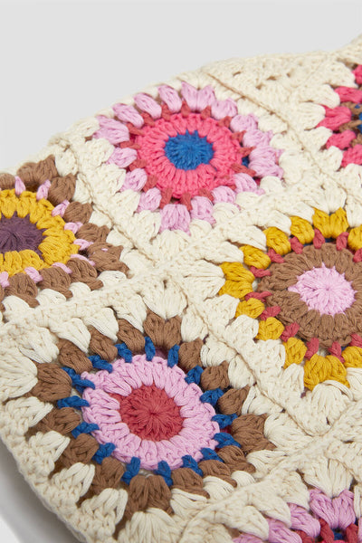 Granny Square Tote Bag Large Handmade Crochet Bohemian Hand Crocheted Purse Eco Friendly Shopping Bag Boho Travel Carry On