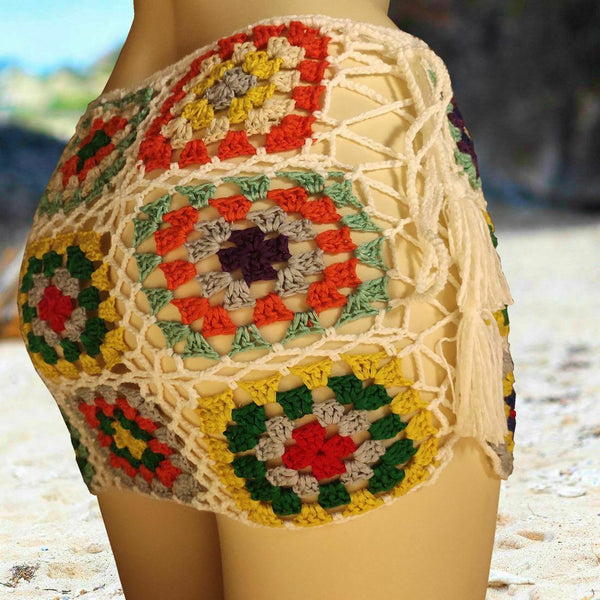 Lace Up Granny Square Skirt